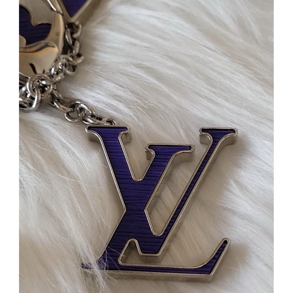 Authentic Louis Vuitton Fleur d'Epi Purple Bag‎ Charm Key Chain W/ Box Dust Bag